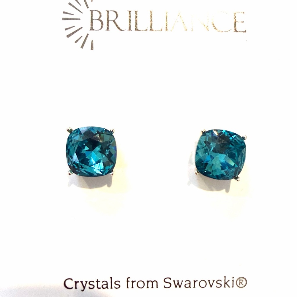 Swarovski Blue Crystal Stud Earrings/NWT